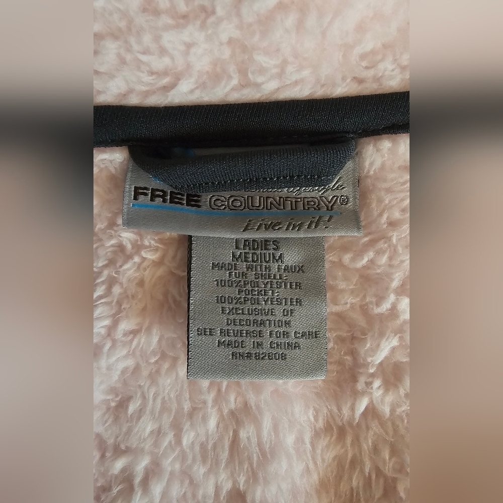 FREE COUNTRY Pink Faux Sherpa Fleece Jacket Sz. Medium - Picture 3 of 4